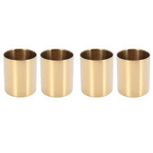 4-Piece Pencil Cup Holder Pen Pot Makeup Brushes Holder Desk Stationery Organizer Stainless Steel (Gold)