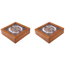 2X 9 Section Wooden Chic Tea Box Compartments Container Bag Chest Storage Spice New Store Boxes-Wood Color