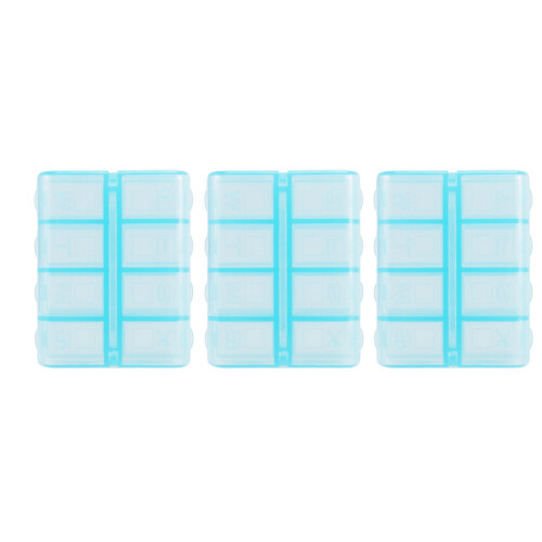 3X Plastic Rectangle 8 Compartments 7 Days Medicine Pill Box