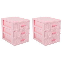 2X Plastic Drawer Designed 3 Compartment Jewelry Storage Box