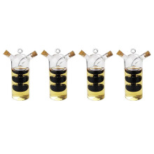 4X 2 En 1 Botella de Doble Capa Salsa Aceite Vinagre Botella de Vidrio Condimento Condimento Sellado Almacenamiento de Cocina