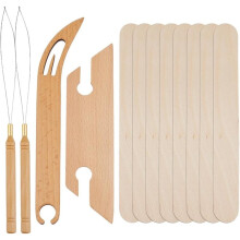 12Pcs Wood Weaving Kit Wooden Knitting Looms Shuttles Set Beveled Inkle Weaving for Weaving Lovers