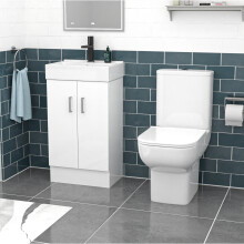 Nes Home 450mm White Basin Vanity & Square White Close Coupled Toilet