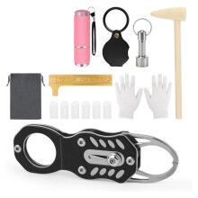 Pocket Coin Tester, Coin Testing Kit, Coin Pliers, Hammer, Magnifying Glass, Magnet Keychain,Silicone Cap,Scale Caliper