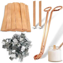 Houten Lonten voor Het Maken van Kaarsen, 100 Stuks Houten Kaarslonten, Houten Kaarslonten met Roségouden Trim voor Doe-Het-Zelf.
