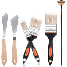 6 PCS Painting Set Background Blender Brush and Fan Blender Artist Brush for Painting Window Frames, Trim, Tight Corners