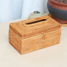 2X Paper Rack Rattan Tissue Box Elegant Home Decoration Handmade Desktop Tissue Container Napkin Storage Case
