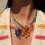 Collier de fleurs élégant artisanal en verre de pierre-Vert 7