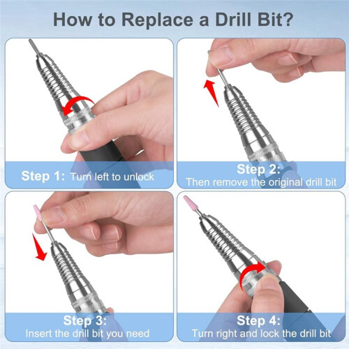 Nail Drill Handpiece for UP200 Machine, 35000RPM Professional Electric Nail File Handle Replacement 3 Pins, Low Noise 1