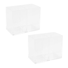 2X Clear Acrylic Makeup Brush Holder Pen Pencil Cup Holder Cosmetic Case Desktop Stationery Organizer Compartments