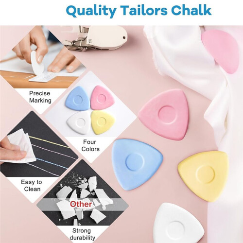 60pc Tailor'S Triangle Fabric Chalk Markers Precise for Quilting & Sewing 2