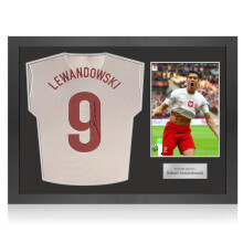 Robert Lewandowski Signed Original Poland 2012-13 Football Shirt (Fan Style). Icon Frame