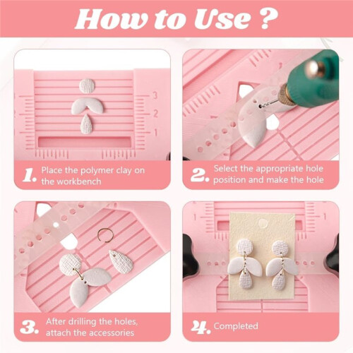 Polymer Clay Earring Drill Guide, Stud Post Embedding Tool, 3D Print Polymer Clay Drill Stand Device for Pieces Making 2