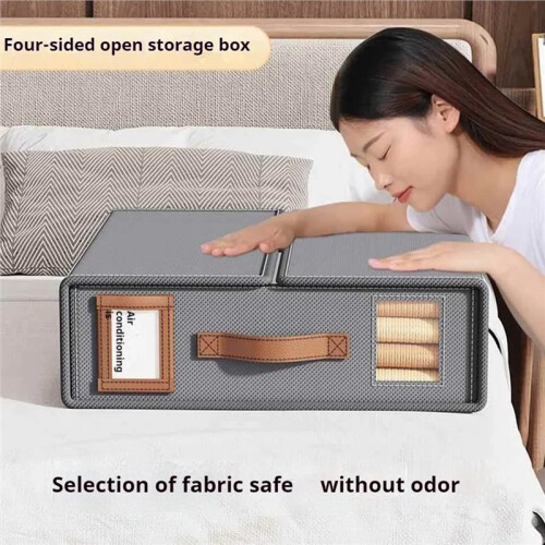 Foldable Breathable Moisture-Proof Storage Box Leather Handle for Storage Bed Organizer Box Bed Sheet Box 2pc 2