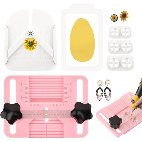 Polymer Clay Earring Making Tools Kit, Polymer-Clay Earring Drill Guide with Stud Post Embedding Tool for Clay Jewelry 1