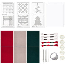 Merry Christmas KitSashiko Thread, Water Soluble Patterns Embroidery Kit for Beginners, Thimble Fabric, Hand Quilting