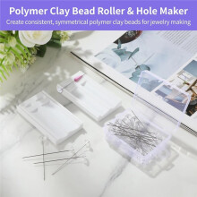 Polymeerklei Kralenroller en Gatenmakerset, Klei Oorbelmal en Piercinggereedschapsset voor Het Maken van Sieraden, Klei Knutselgereedschap