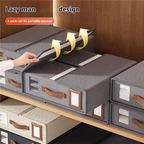 Foldable Breathable Moisture-Proof Storage Box Leather Handle for Storage Bed Organizer Box Bed Sheet Box 2pc 1