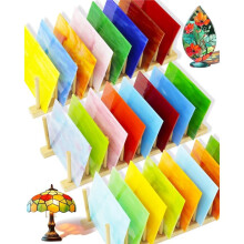 24 Sheets Stained Glass 4x6 Inch -for DIY Crafts,Mosaic Glass Art, Fused Glass Supplies,Iridescent Colors for Home Decor