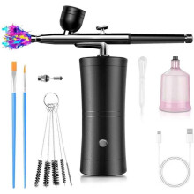 Set per Pittura con Aerografo: Aerografo per Unghie con Compressore da 32 Psi, Ricaricabile, Ugello Anti-Intasamento da 0,3 mm per Trucco A