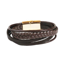 Bracelet pour hommes à la mode conçu pour le-Boucle dorée marron