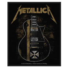 Metallica Patch Hetfield Guitar Logo Official New Black Cotton Sew On 10cm x 8cm
