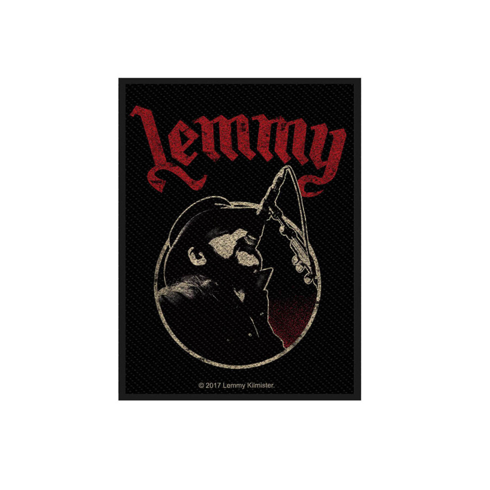 Motorhead Patch Lemmy Microphone Pose Official Black Cotton Sew On 10Cm X 7Cm