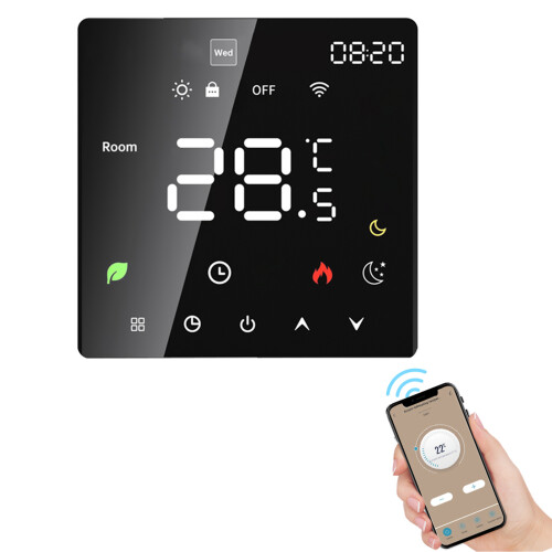 Intelligest WiFi-Touchscreen-Thermostat 86x86mm Programmierbar, Schwarz
