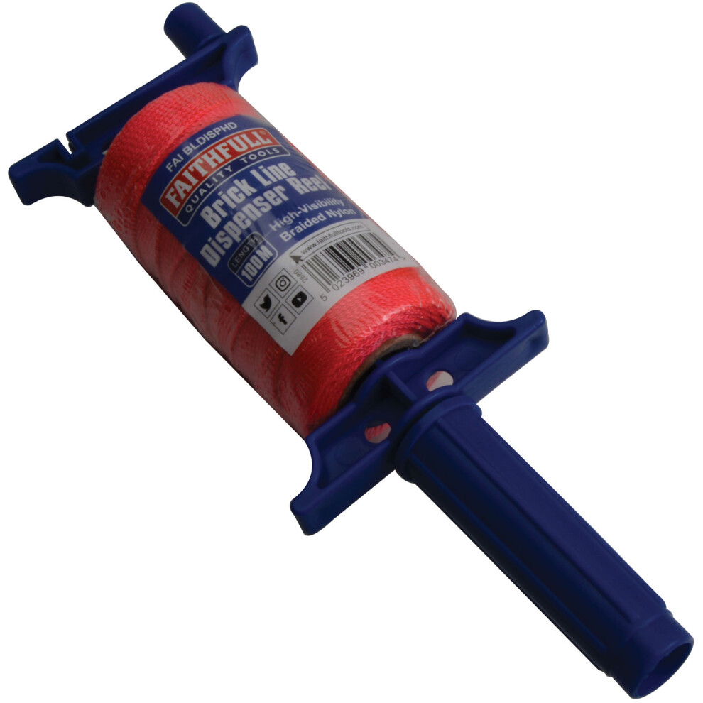 Faithfull Brick Line Dispenser Reel With Hi-Vis Line 100M (330Ft) 5023969003474