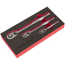 Sealey Ratchet Wrench 3pc 3/8" 1/4" 1/2" Pear Shaped Premier Flip Reverse AK7933