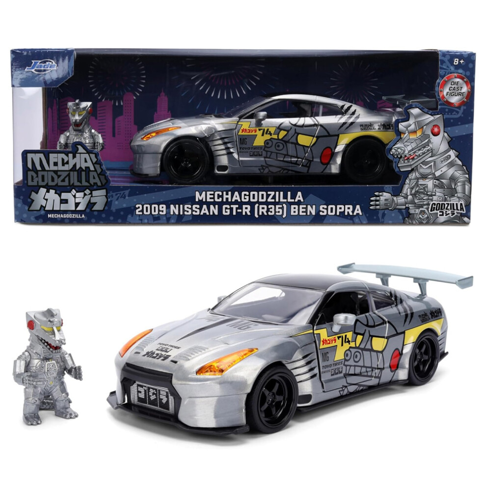 Jada Diecast Mechagodzilla - 2009 Nissan Gt-R (R35) Ben Sopra - 1:24 Scale Collection