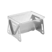 Portable Charcoal Grill Stainless Steel BBQ Mini Compact Outdoor Cooking for Camping Picnics Beach