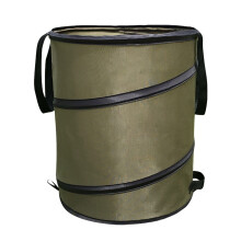 Multipurpose Canvas Garden Bag with Drawstring Closure, Collapsible Yard Debris Container Featuring Drainage Holes and Spring Frame