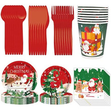 Elegant kerstservies voor hoogwaardige wegwerpborden en servetten van papier, snel klaar voor gebruik om tijd en moeite te besparen bij diverse