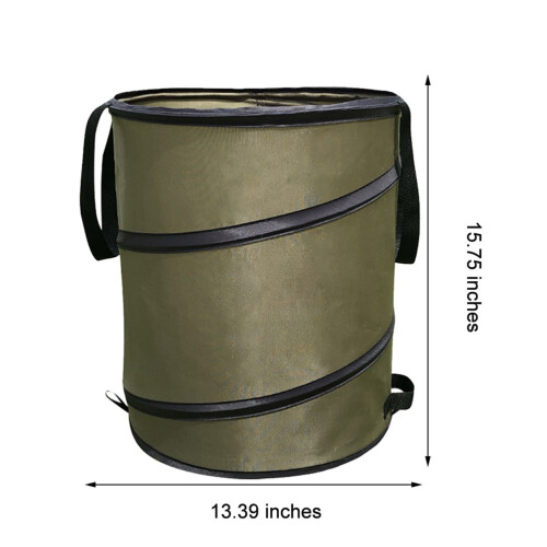 Multipurpose Canvas Garden Bag with Drawstring Closure, Collapsible Yard Debris Container Featuring Drainage Holes and Spring Frame 1