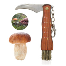 Ultra Durable Mushroom Knife with Brush, Foraging Hunting Knife with Reinforced Wood Handle and Stainless Steel Blade, Folding Pocket Knife with Sharp