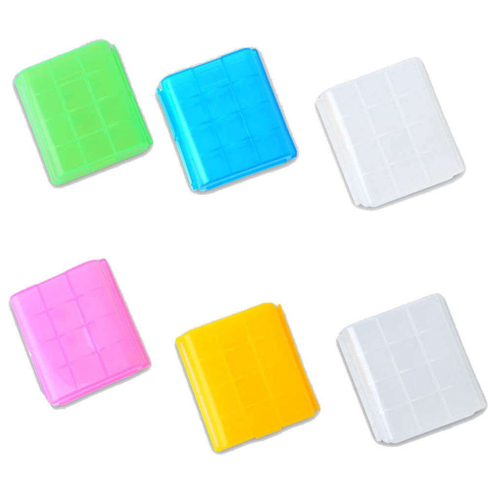 Battery Storage Case Set Of 6, Aa Aaa Hard Plastic Organizer, Fivecolor Holder With Secure Latch 9347817978018