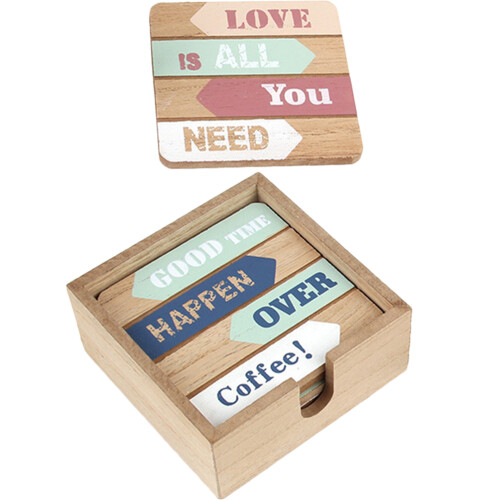 3Sets Rustikale Holz-Untersetzer Mit Halter Für - Und Bar-