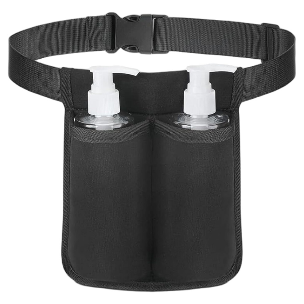 Massage Bottle Bag Lotion Holder Waist Pack for 2 Bottles Adjustable Belt Professional Massage Oil Organizer
