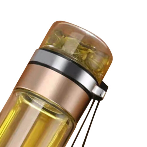 Hitzebeständige Glas-Teewasserflasche, 450ml, Gold, 23,5cm 1