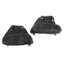 Motorcycle Saddle Bag PU Leather Durable Quick Install Cafe Racer Pannier for Universal Bikes Black