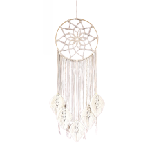 Scandinavian Dream Catcher, Handcrafted Macrame Wall Hanging, Bohemian Decor Center Of Attention, Cotton Rope Metal Ring Feather Tassels For Home Deco