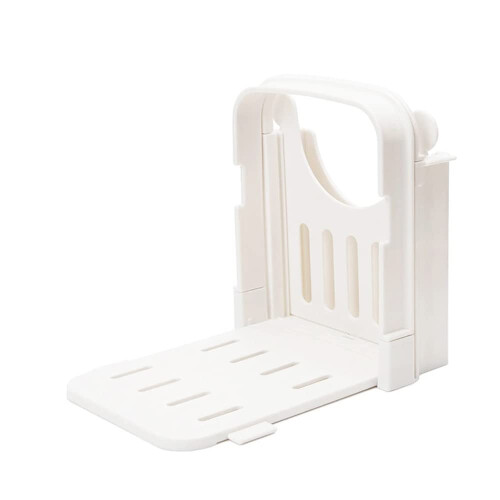 Foldable Adjustable Bread Slicer with Thickness Settings for Toast and Sandwich Cutting Guide White