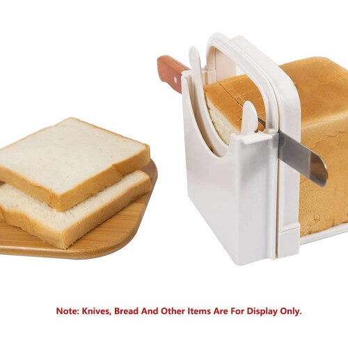 Foldable Adjustable Bread Slicer with Thickness Settings for Toast and Sandwich Cutting Guide White 2