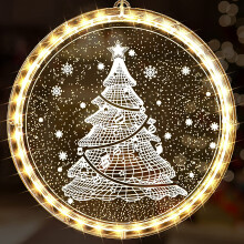 Christmas Window Decor, Warm White Acrylic Hanging Light with Cold-Light Lamp Beads for Indoor Outdoor Decorations, High Light Transmittance