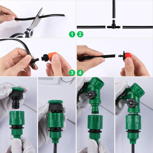 Garden Irrigation System with Smart Design, Water Saving Automatic Irrigation Kit Featuring Adjustable Drip Emitters and Raindrop Spray Pattern, Preci 2
