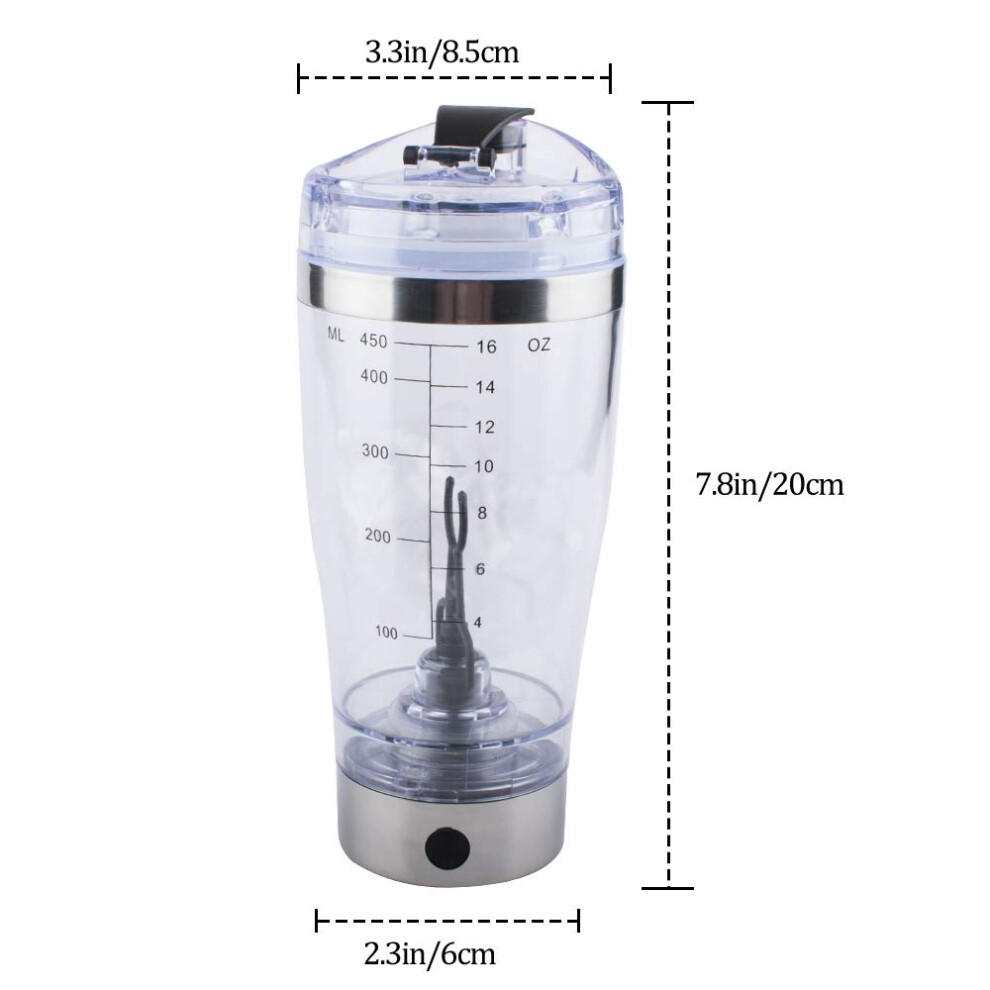 High-Tech Rechargeable Shaker Bottles, 450Ml/16Oz Leak Proof Electric Protein Shaker With Easy To Clean Feature, Perfect For Your Active Lifestyle