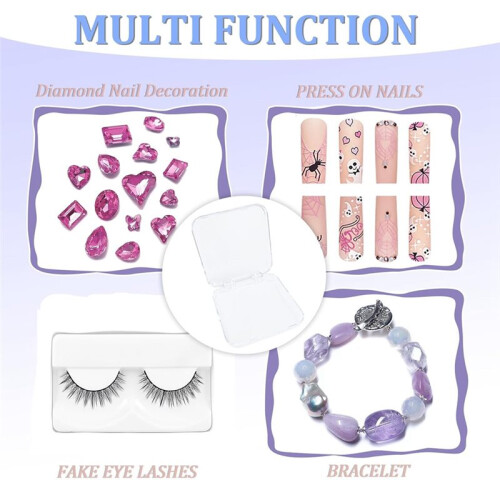 Press  Nail Box,30 Sets Display Case Artificial Nail Display Storage Box with 60 Pcs Adhesive Double Sided Tape 1