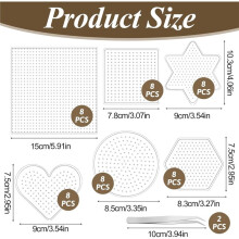 48 Pcs Fuse Beads Boards, 5 mm Clear Acrylic Pegboards with 2 Tweezers 6 Different Shapes for Crafts, DIY, Gifts
