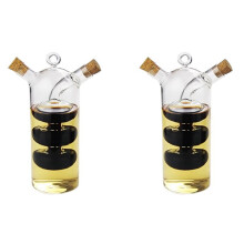 2X 2-In-1 Doppel Schicht Flasche Soße öl Essig Glas Flasche Gewürz Gewürz Versiegelte Küchen Lagerung